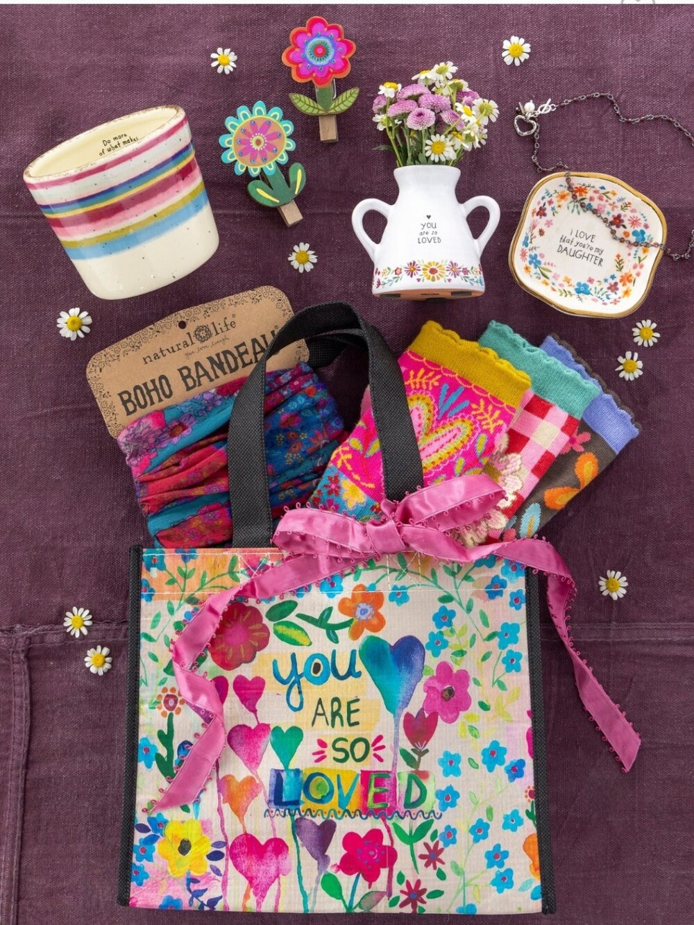 Medium Happy Bag Set of 3, 'You Are So Loved' Made From Recyled Material. - Picture 3 of 3